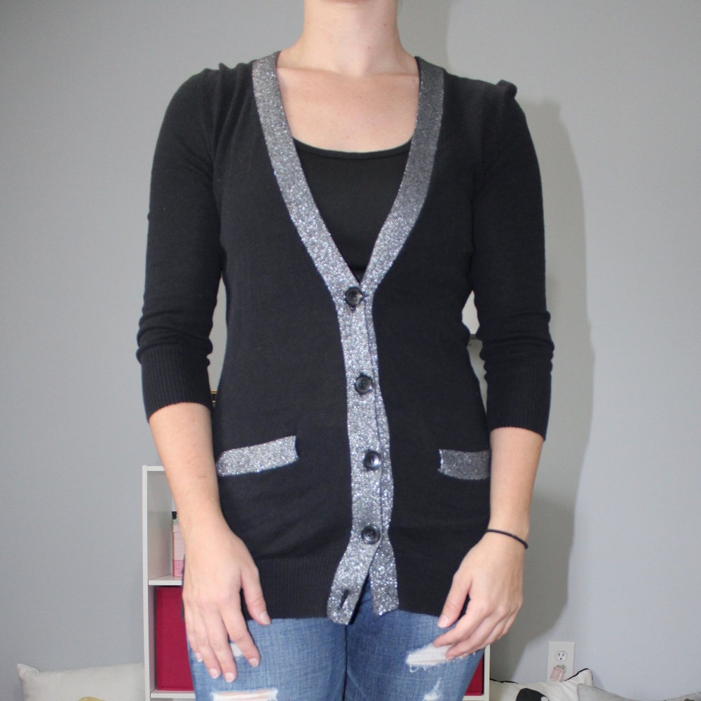 black and silver cardigan